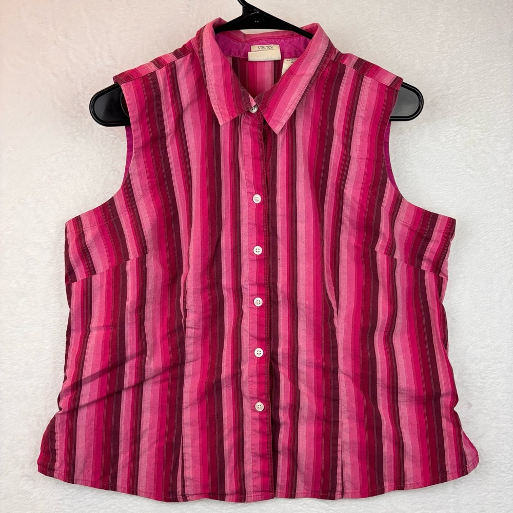 Striped Sleeveless Pink Top